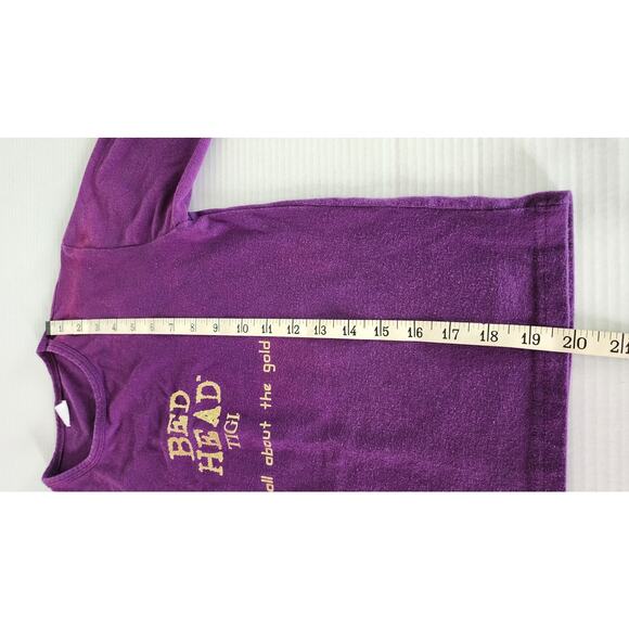 VTG 90s TIGI Bead Head It's All about Gold Purple  Long Sleeve T Shirt W Small - Picture 5 of 9